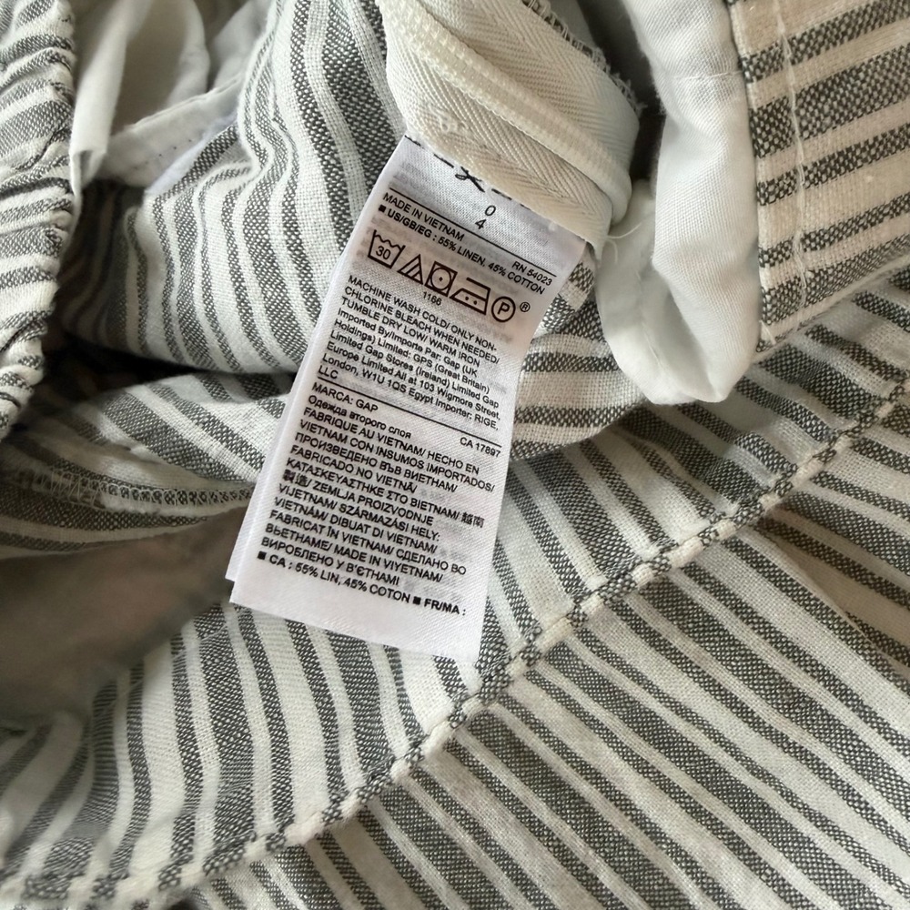 Gap Womens 0 Striped Linen Cotton Cropped Wide Leg Culottes Striped Coastal - Picture 7 of 8